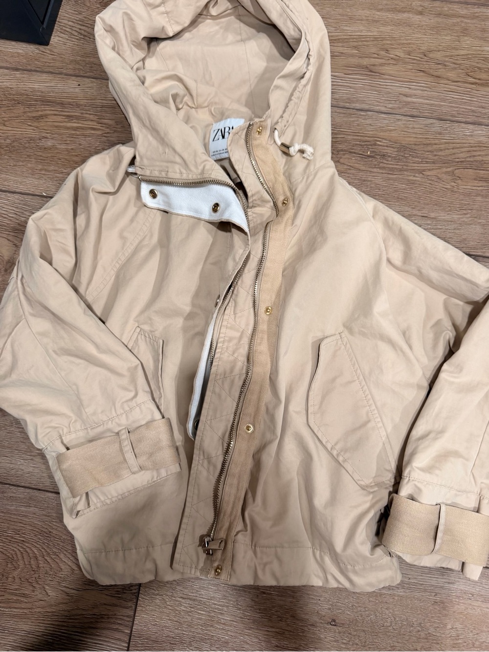 Zara Women's Hooded Utility Jacket in Tan 0323 - Picture 2 of 4